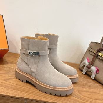 Hermes Jeff Ankle Boots in Calfskin Leather Grey 2025 H252939 (XC-251220039)
