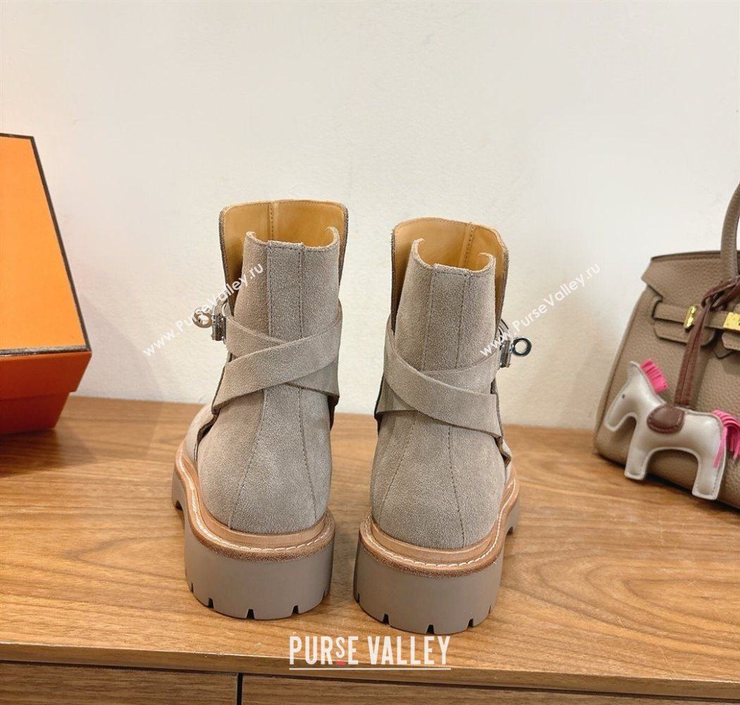 Hermes Jeff Ankle Boots in Calfskin Leather Grey 2025 H252939 (XC-251220039)