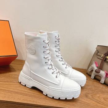 Hermes Fresh Platform Ankle Boots in Calfskin Leather White 2025 H242072 (XC-251220040)