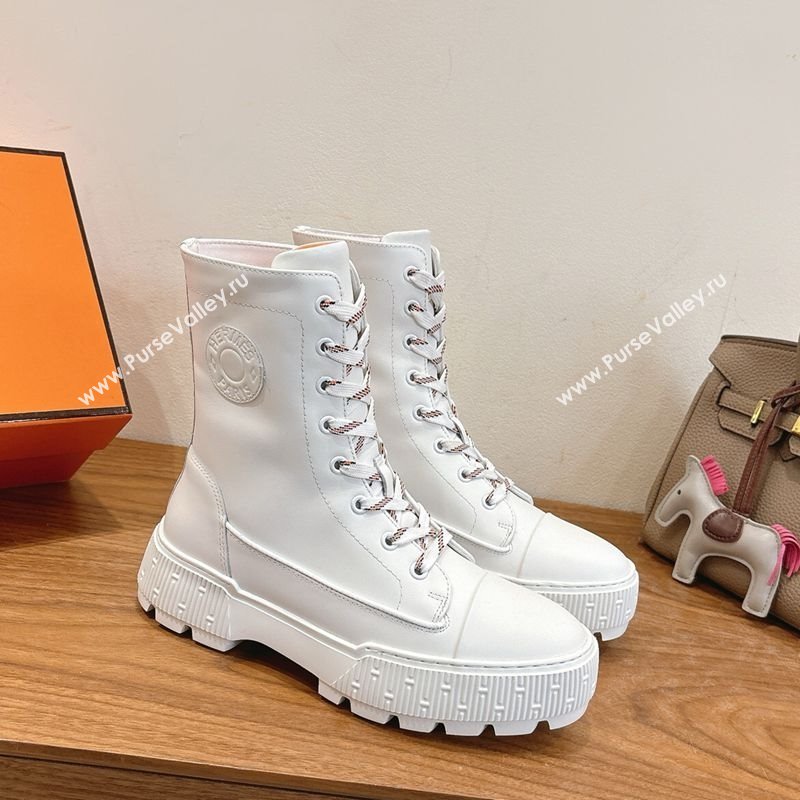 Hermes Fresh Platform Ankle Boots in Calfskin Leather White 2025 H242072 (XC-251220040)