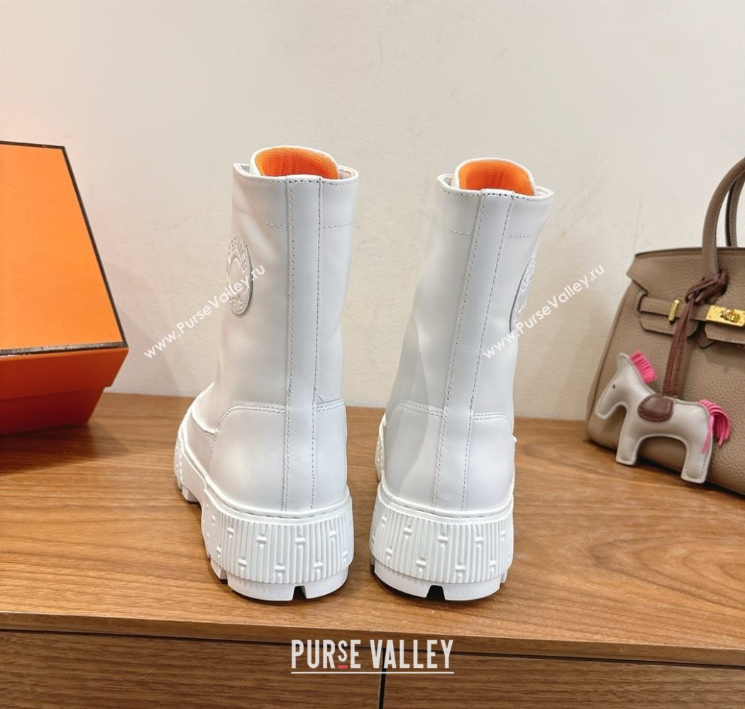 Hermes Fresh Platform Ankle Boots in Calfskin Leather White 2025 H242072 (XC-251220040)