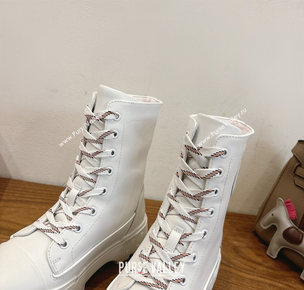 Hermes Fresh Platform Ankle Boots in Calfskin Leather White 2025 H242072 (XC-251220040)