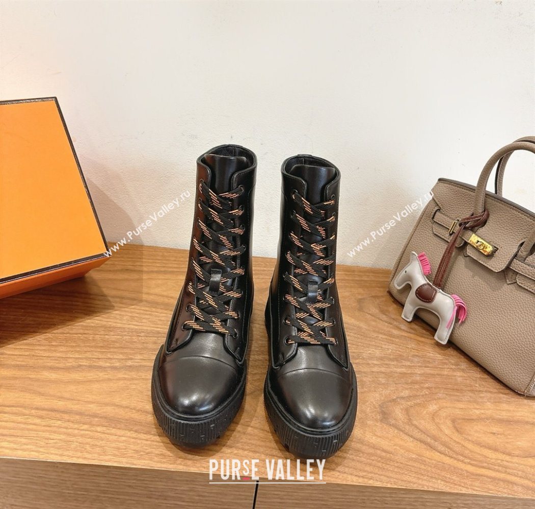 Hermes Fresh Platform Ankle Boots in Calfskin Leather Black 2025 H242072 (XC-251220041)