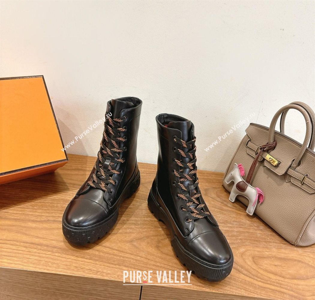 Hermes Fresh Platform Ankle Boots in Calfskin Leather Black 2025 H242072 (XC-251220041)