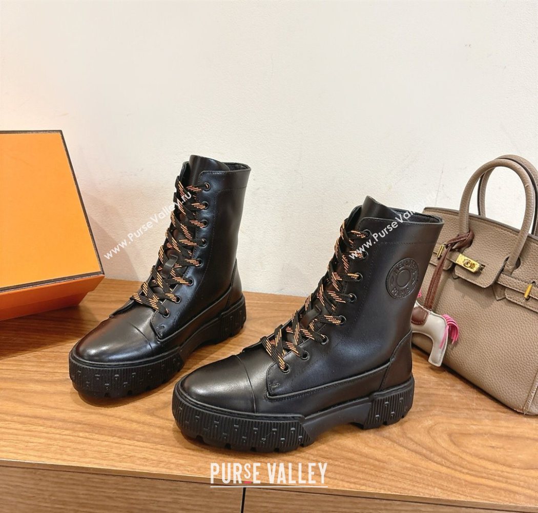 Hermes Fresh Platform Ankle Boots in Calfskin Leather Black 2025 H242072 (XC-251220041)