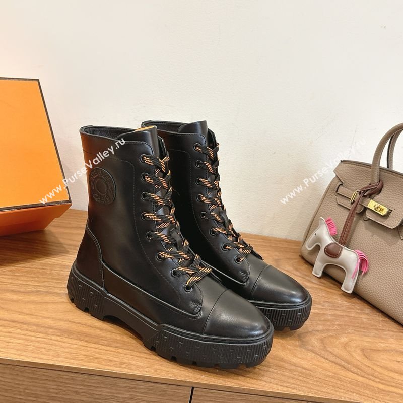 Hermes Fresh Platform Ankle Boots in Calfskin Leather Black 2025 H242072 (XC-251220041)
