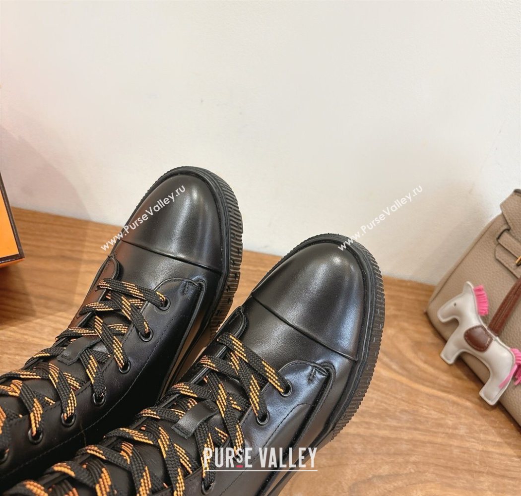 Hermes Fresh Platform Ankle Boots in Calfskin Leather Black 2025 H242072 (XC-251220041)