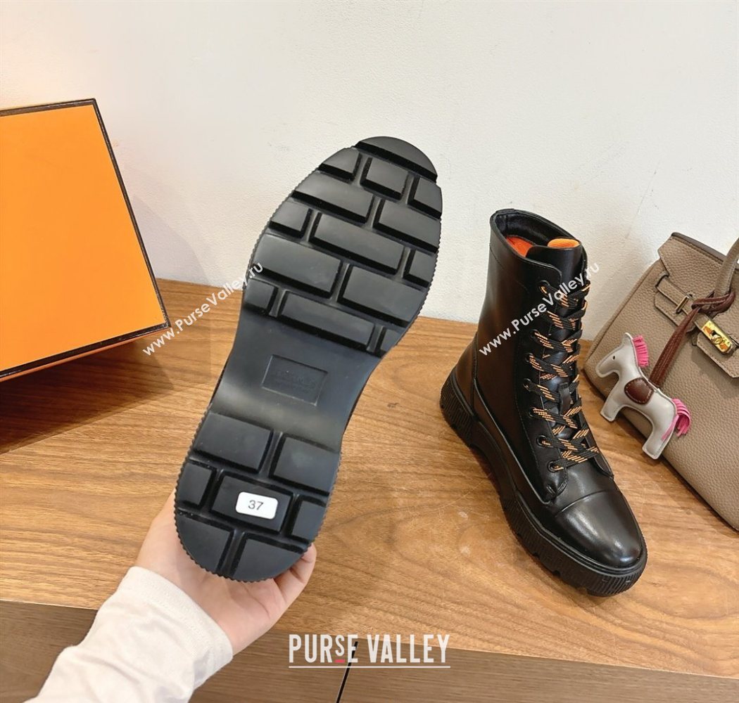 Hermes Fresh Platform Ankle Boots in Calfskin Leather Black 2025 H242072 (XC-251220041)