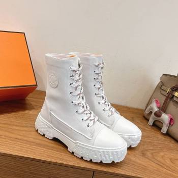 Hermes Fresh Platform Ankle Boots in Suede White/Brown 2025 H242072 (XC-251220042)