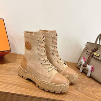 Hermes Fresh Platform Ankle Boots in Suede Beige/Brown 2025 H242072 (XC-251220043)