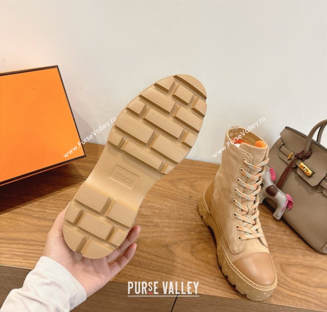 Hermes Fresh Platform Ankle Boots in Suede Beige/Brown 2025 H242072 (XC-251220043)