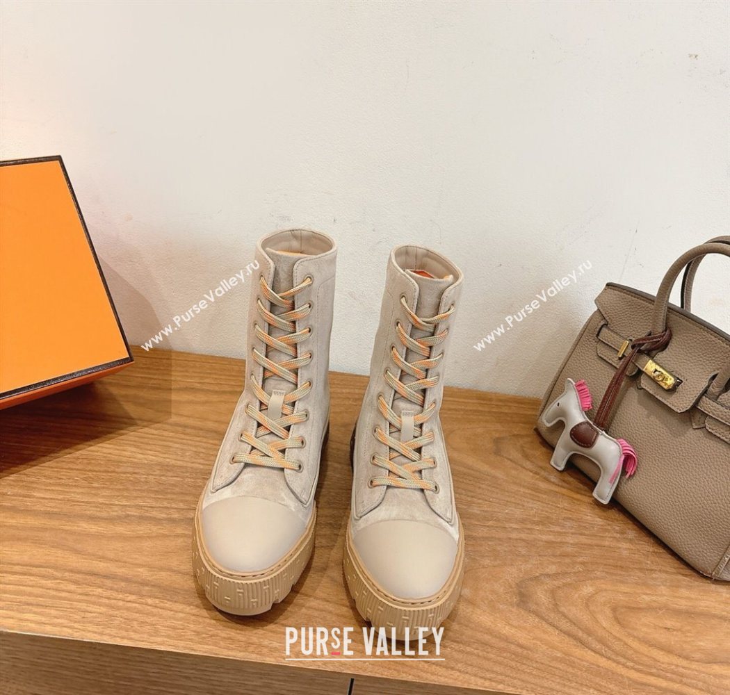 Hermes Fresh Platform Ankle Boots in Suede Grey 2025 H242072 (XC-251220044)