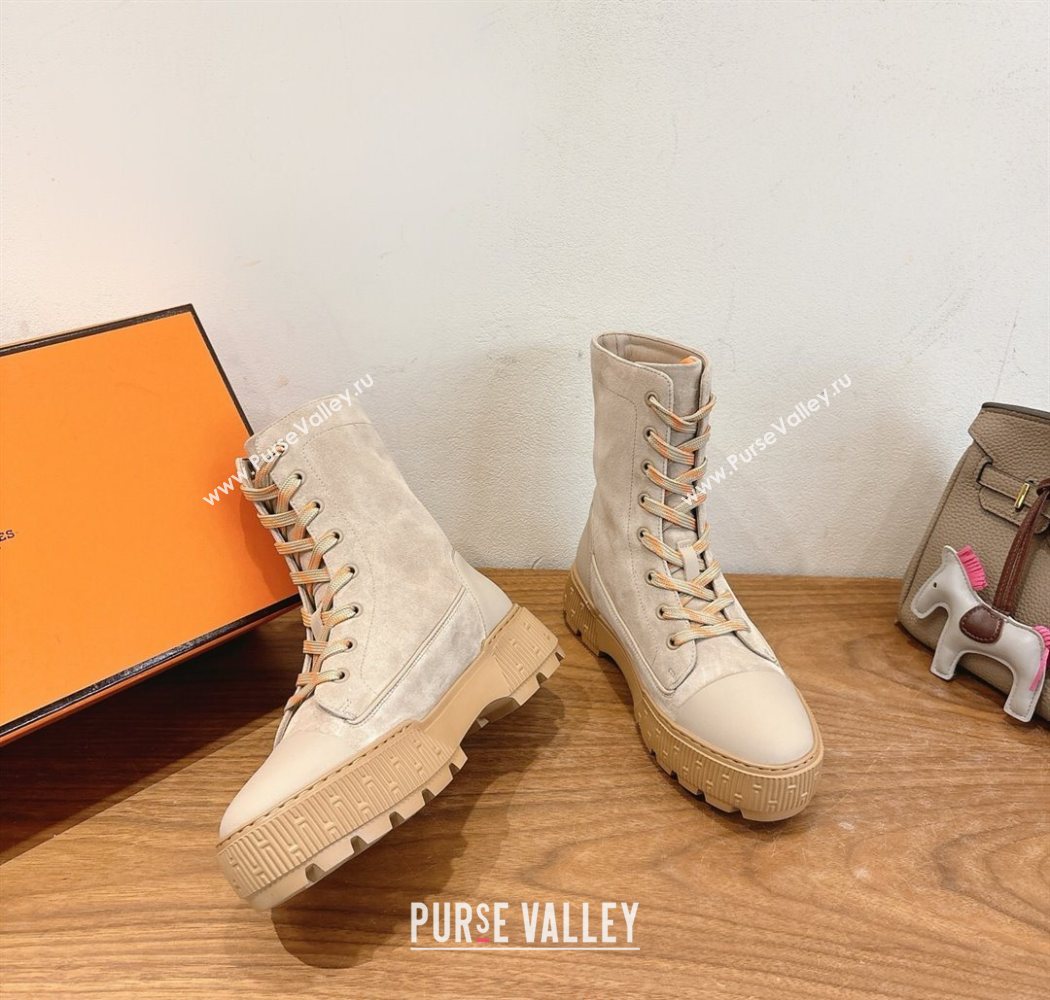 Hermes Fresh Platform Ankle Boots in Suede Grey 2025 H242072 (XC-251220044)