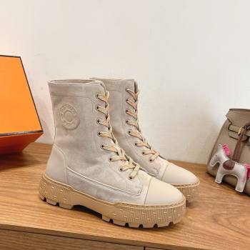 Hermes Fresh Platform Ankle Boots in Suede Grey 2025 H242072 (XC-251220044)