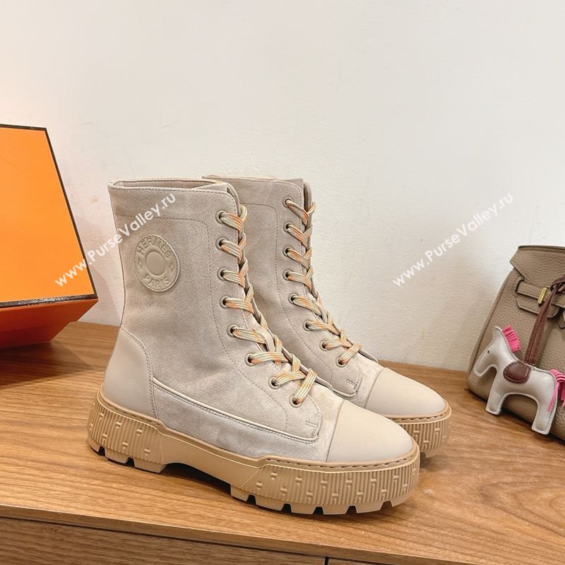 Hermes Fresh Platform Ankle Boots in Suede Grey 2025 H242072 (XC-251220044)