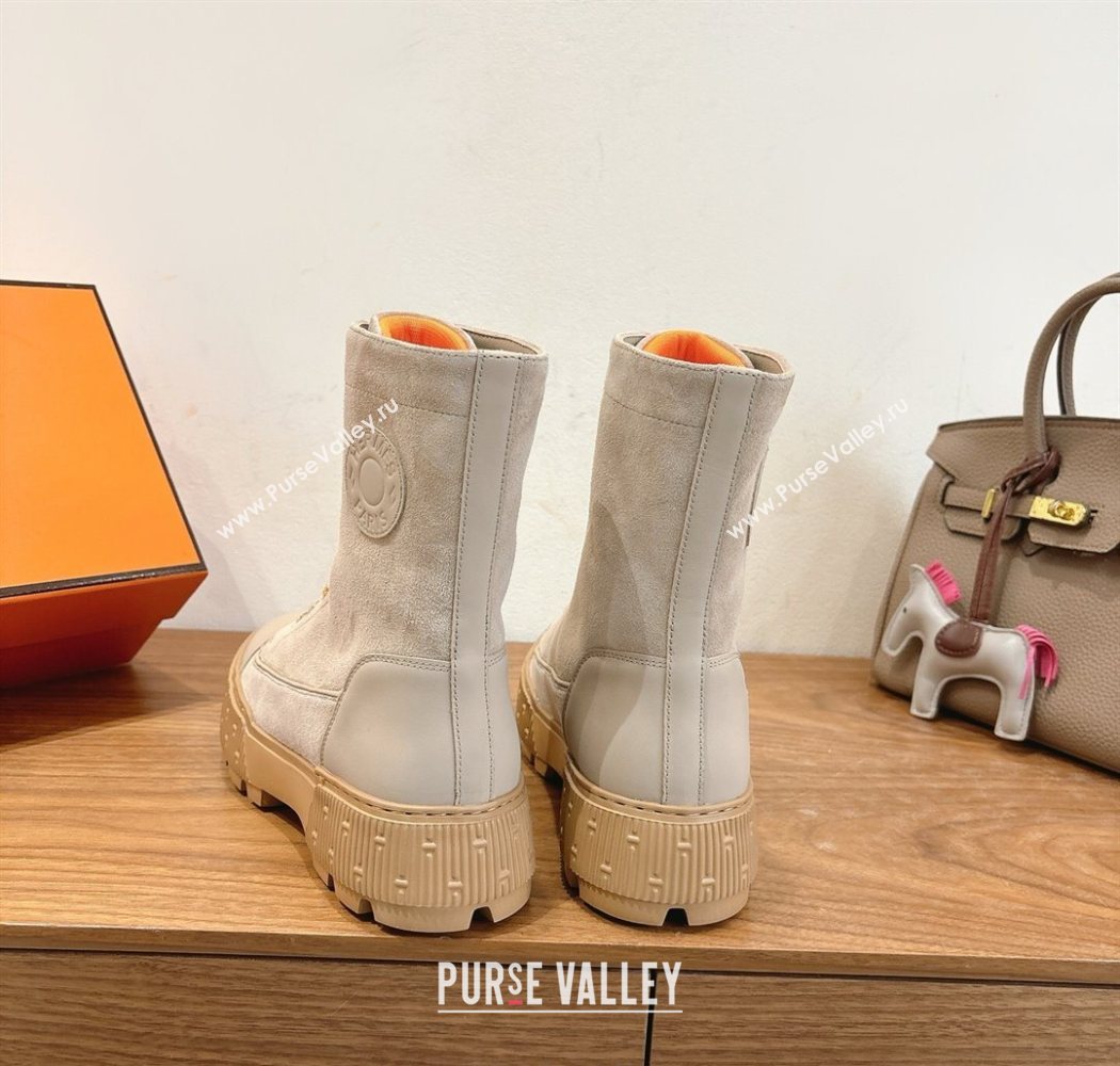 Hermes Fresh Platform Ankle Boots in Suede Grey 2025 H242072 (XC-251220044)