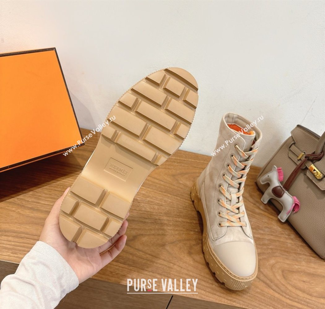 Hermes Fresh Platform Ankle Boots in Suede Grey 2025 H242072 (XC-251220044)