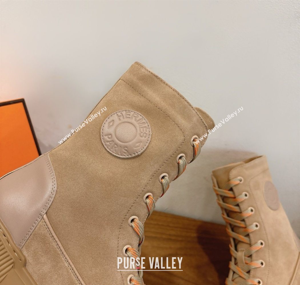 Hermes Fresh Platform Ankle Boots in Suede Beige 2025 H242072 (XC-251220045)