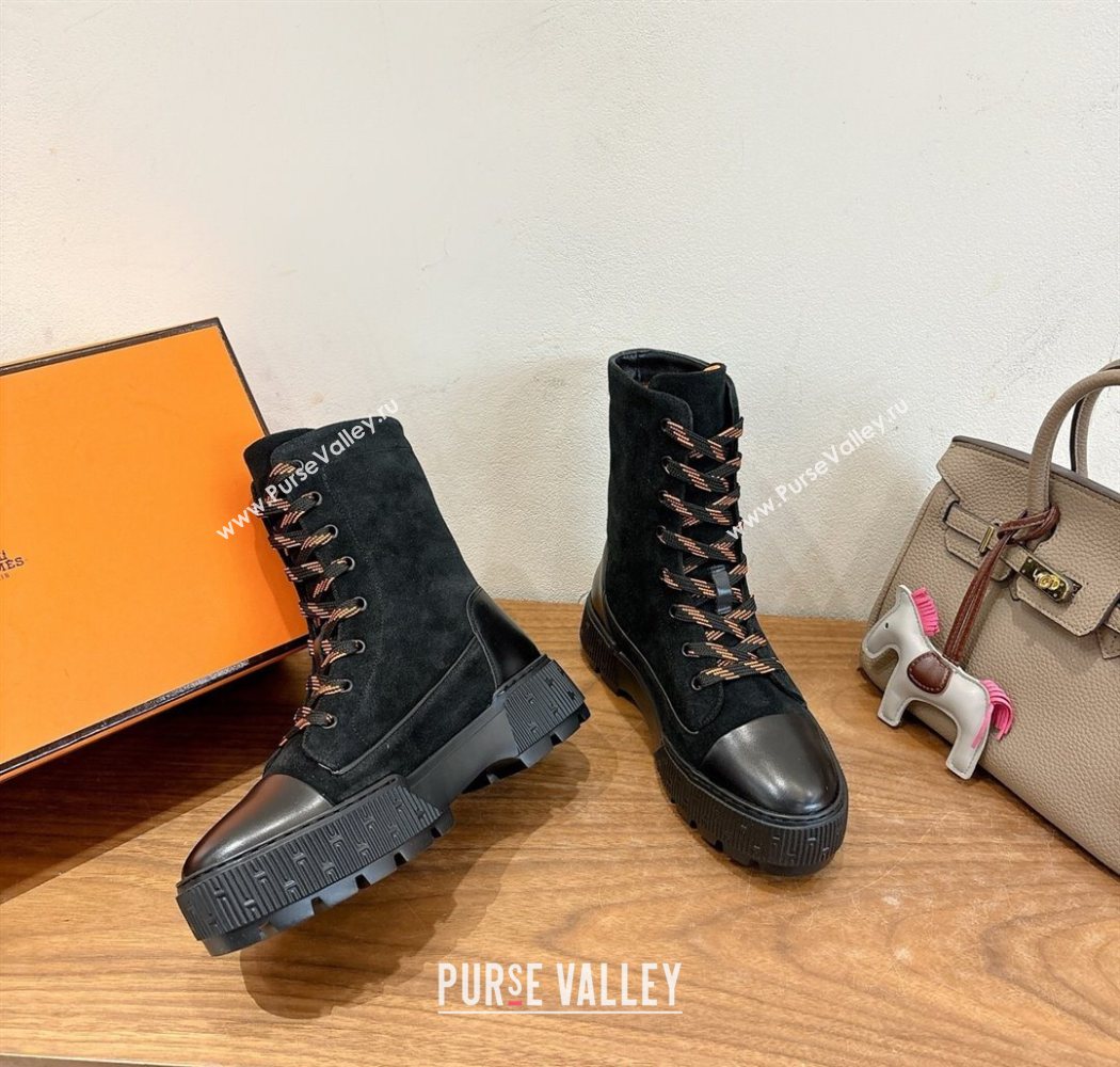 Hermes Fresh Platform Ankle Boots in Suede Black 2025 H242072 (XC-251220046)