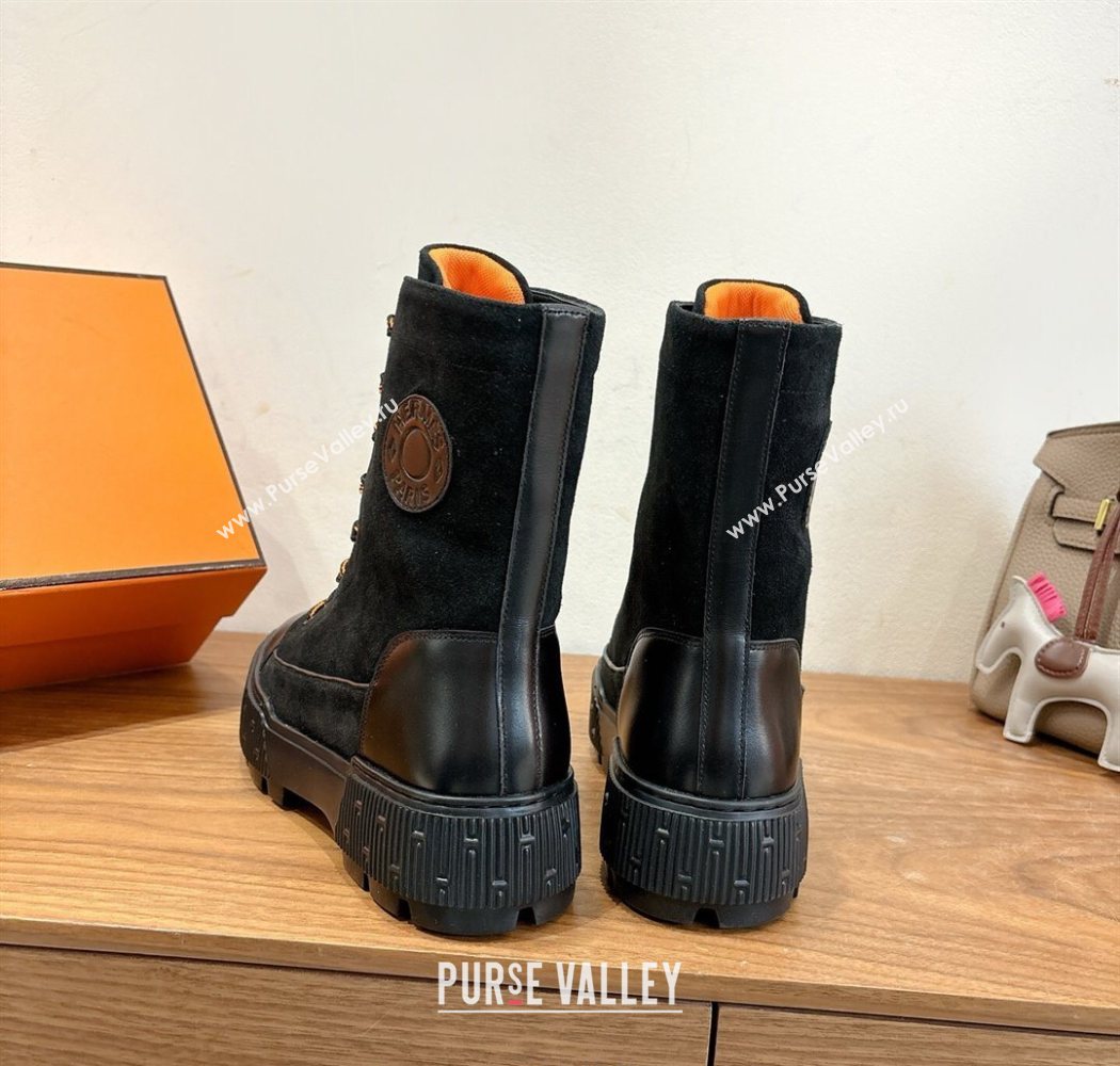 Hermes Fresh Platform Ankle Boots in Suede Black 2025 H242072 (XC-251220046)