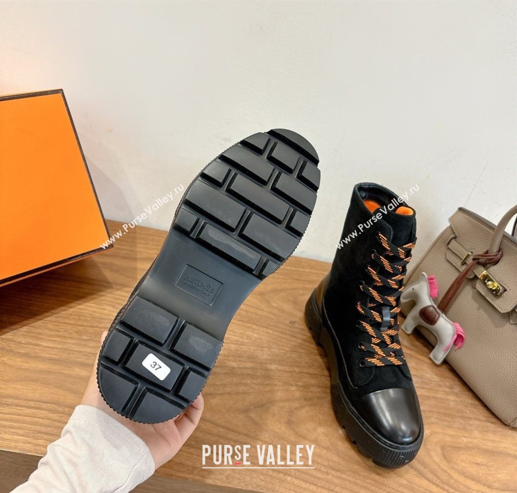 Hermes Fresh Platform Ankle Boots in Suede Black 2025 H242072 (XC-251220046)