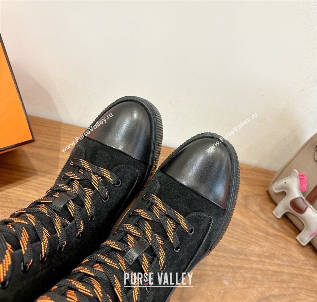 Hermes Fresh Platform Ankle Boots in Suede Black 2025 H242072 (XC-251220046)