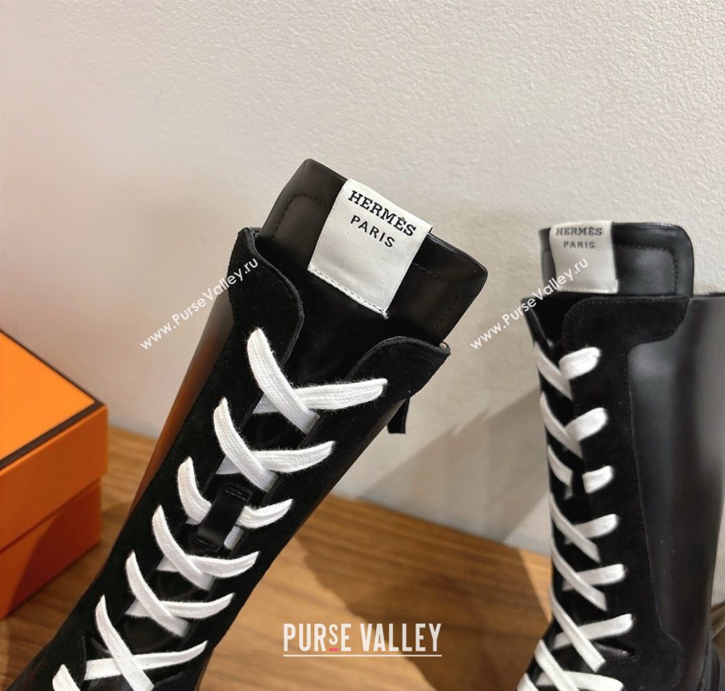 Hermes Suede and Calfskin Leather Sneaker Boots Black1 2025 H122001 (XC-251220047)