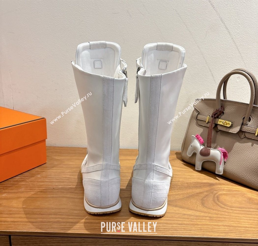 Hermes Suede and Calfskin Leather Sneaker Boots White1 2025 H122001 (XC-251220048)