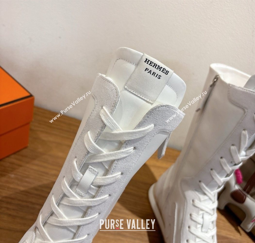 Hermes Suede and Calfskin Leather Sneaker Boots White1 2025 H122001 (XC-251220048)