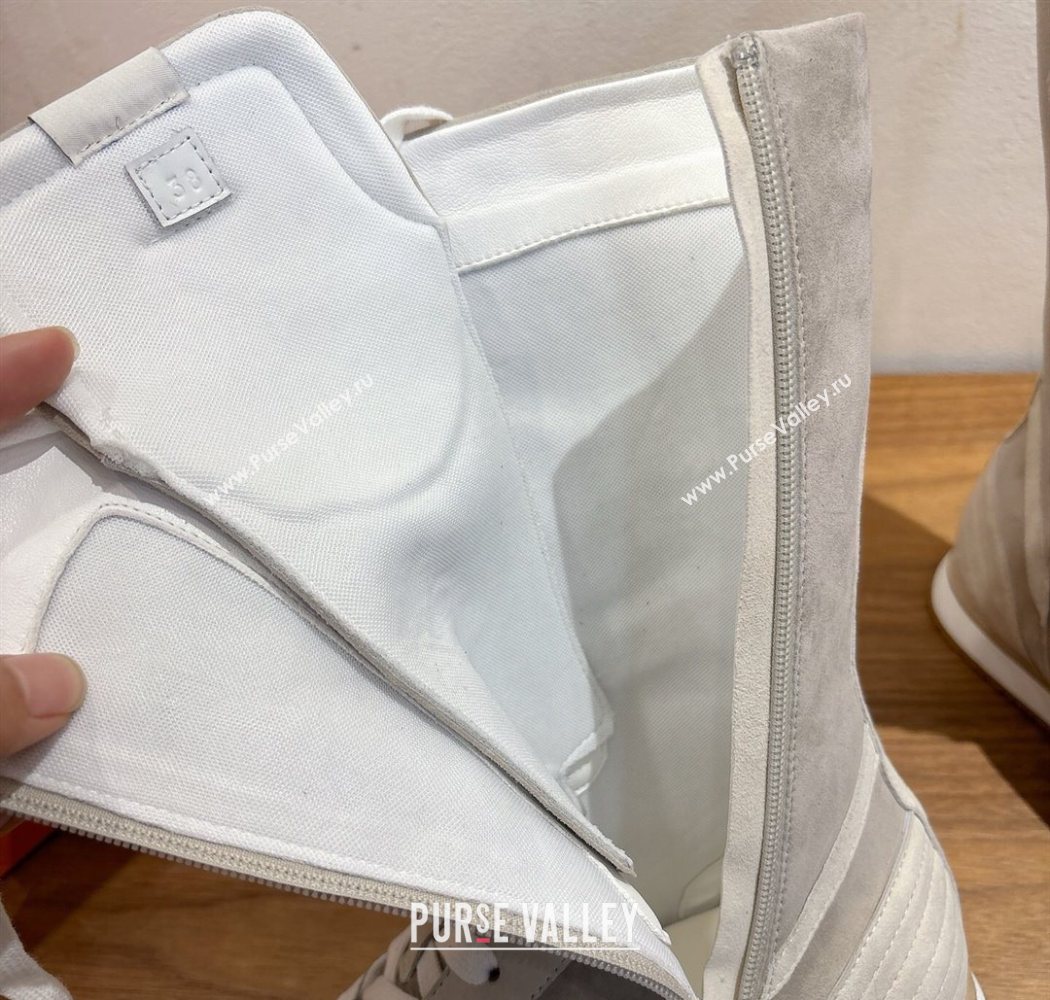 Hermes Suede and Calfskin Leather Sneaker Boots Light Grey 2025 H122001 (XC-251220049)
