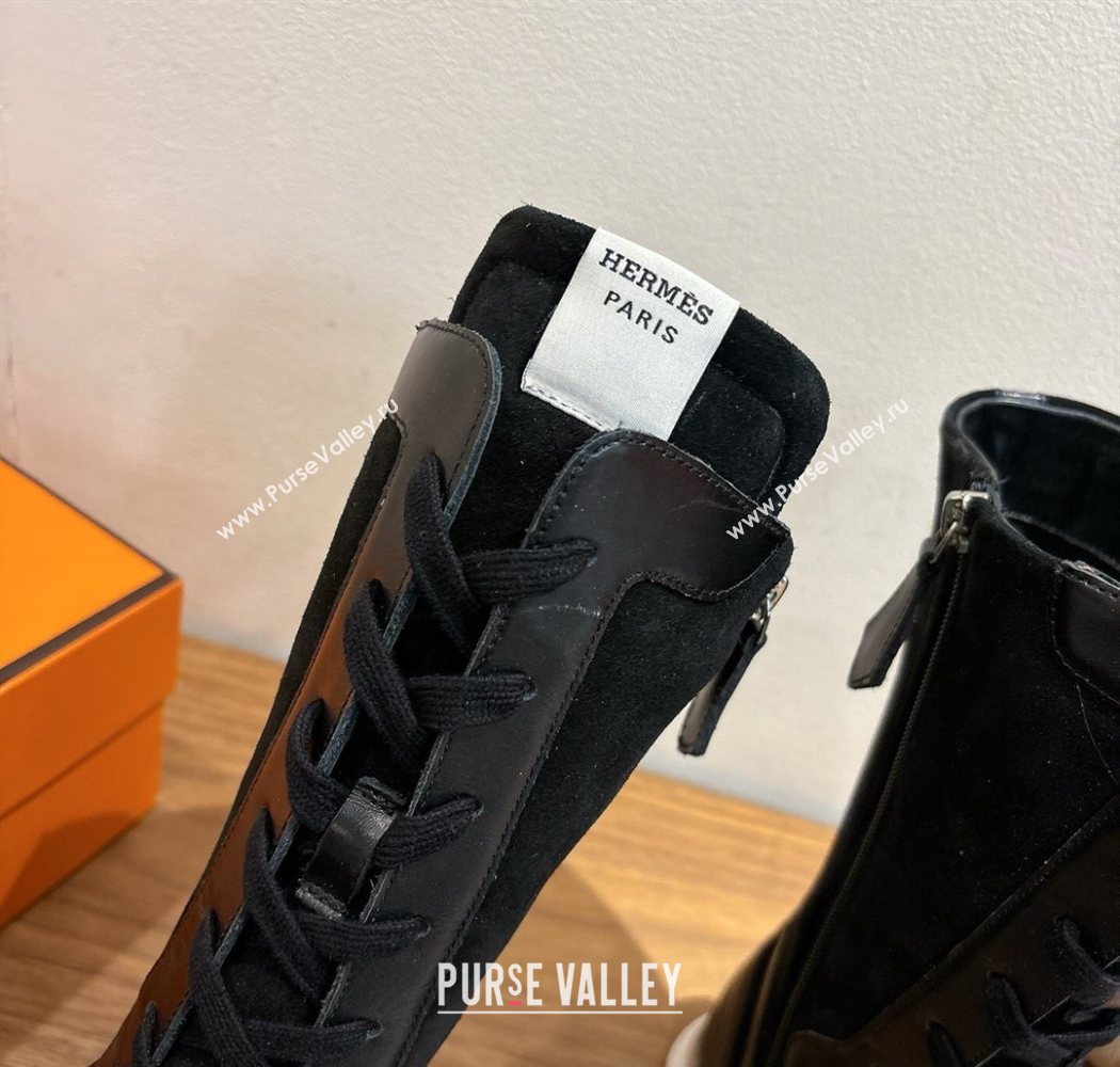 Hermes Suede and Calfskin Leather Sneaker Boots Black 2025 H122001 (XC-251220052)