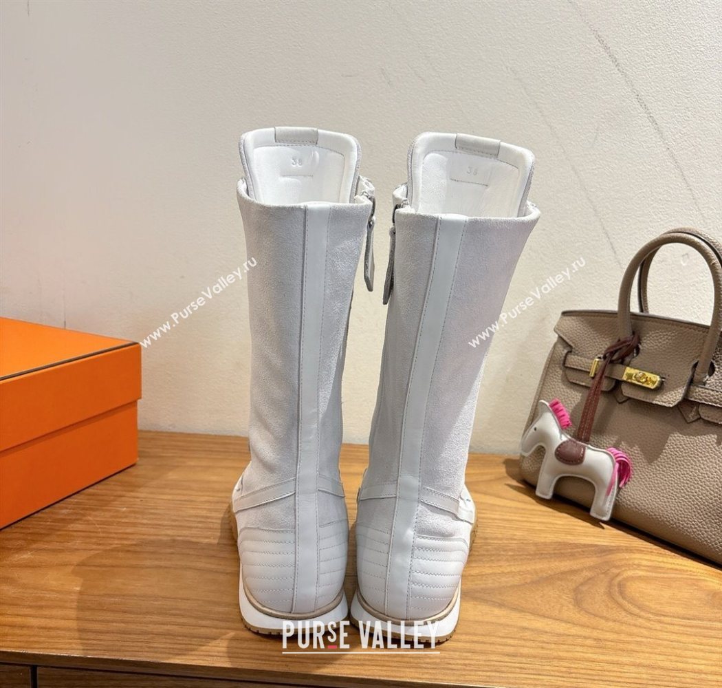 Hermes Suede and Calfskin Leather Sneaker Boots White 2025 H122001 (XC-251220053)