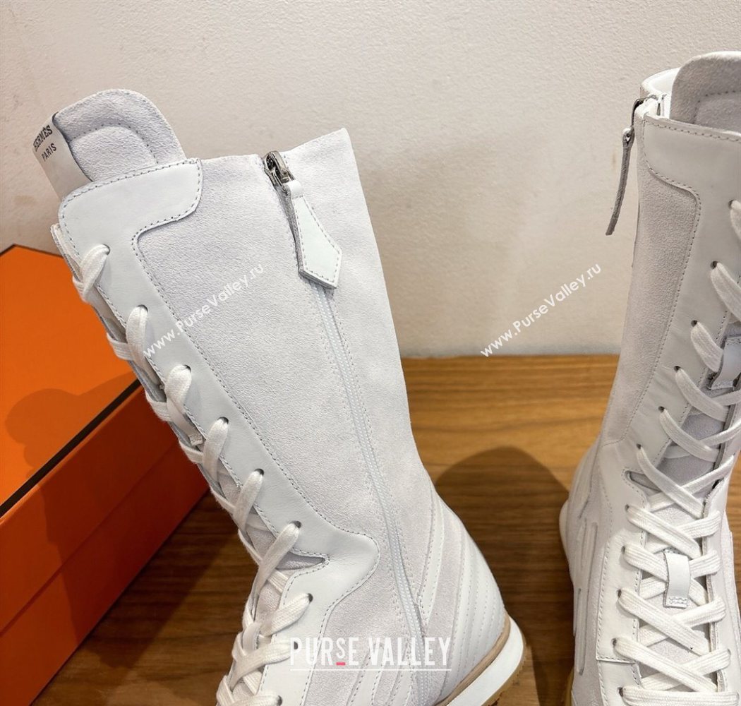Hermes Suede and Calfskin Leather Sneaker Boots White 2025 H122001 (XC-251220053)