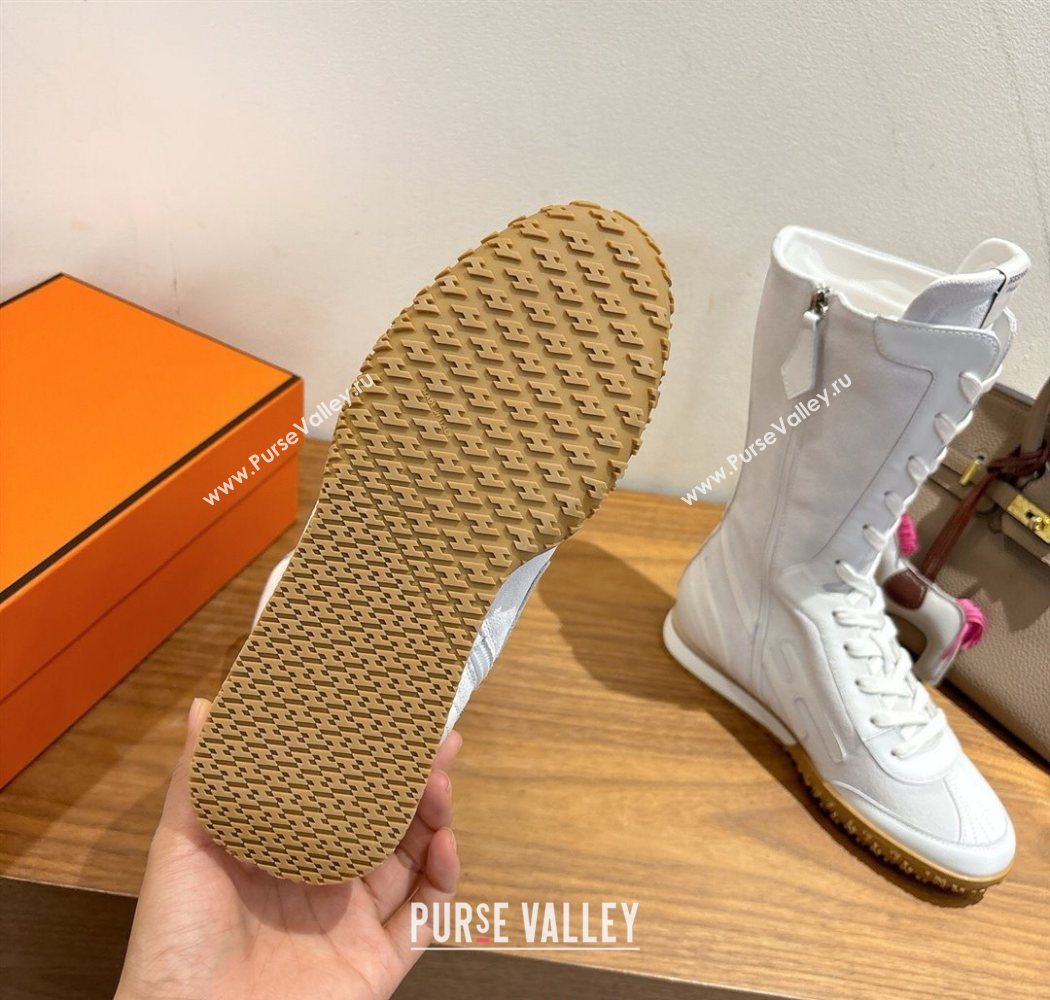 Hermes Suede and Calfskin Leather Sneaker Boots White 2025 H122001 (XC-251220053)