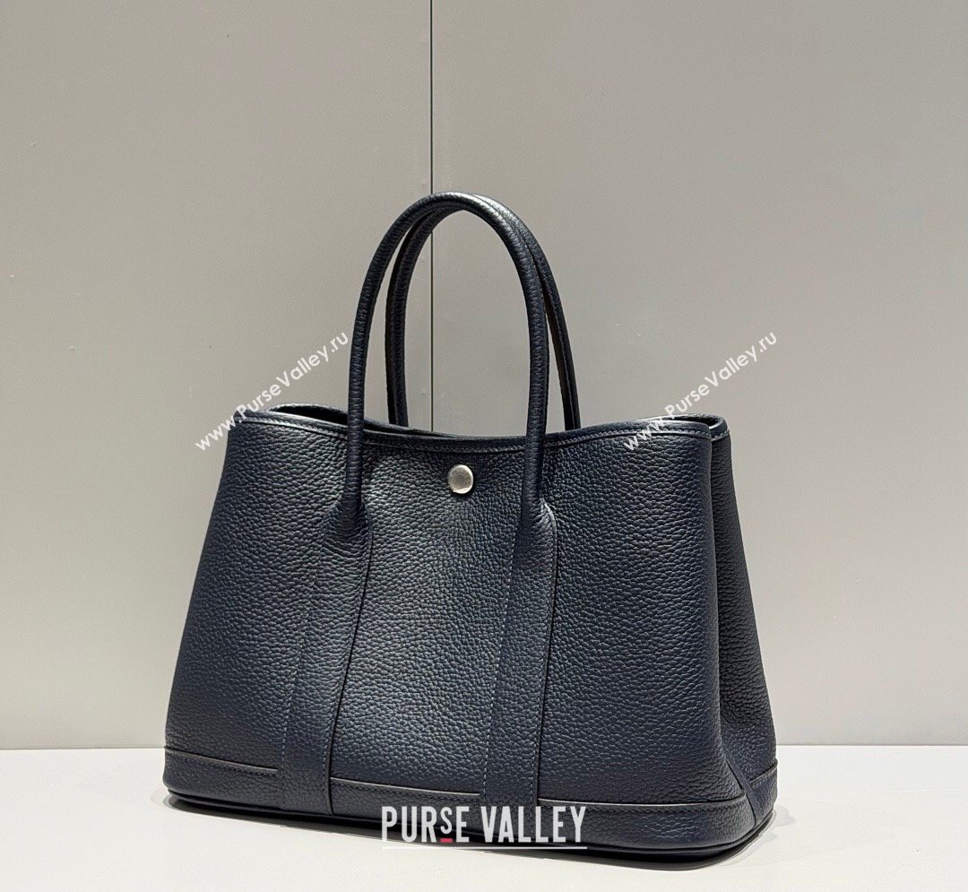 Hermes Garden Party Bag 30cm in Grained Leather Dark Blue 2026 (Half Handmade) (FL-260131001)