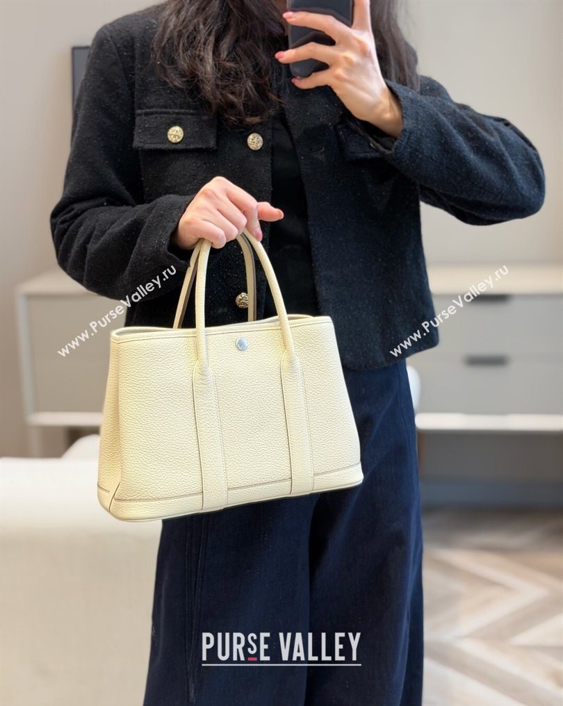 Hermes Garden Party Bag 30cm in Grained Leather Cream White 2026 (Half Handmade) (FL-260131002)