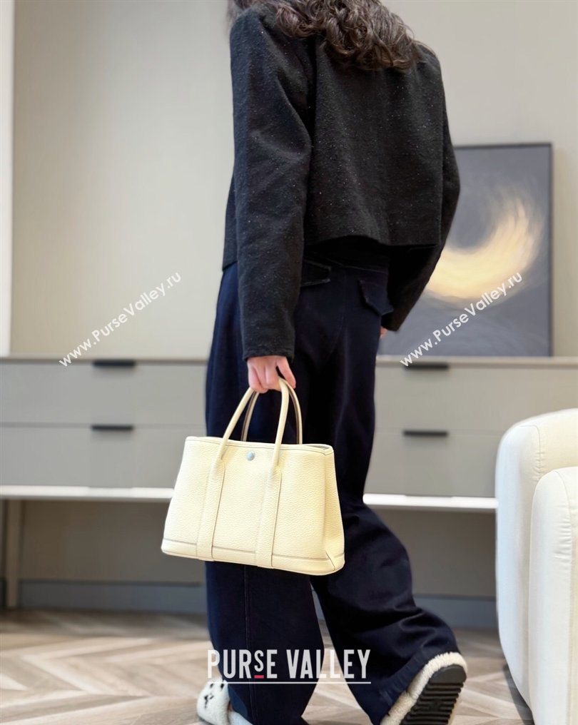 Hermes Garden Party Bag 30cm in Grained Leather Cream White 2026 (Half Handmade) (FL-260131002)