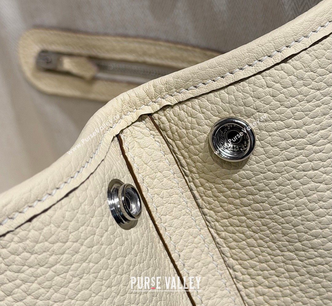 Hermes Garden Party Bag 30cm in Grained Leather Cream White 2026 (Half Handmade) (FL-260131002)