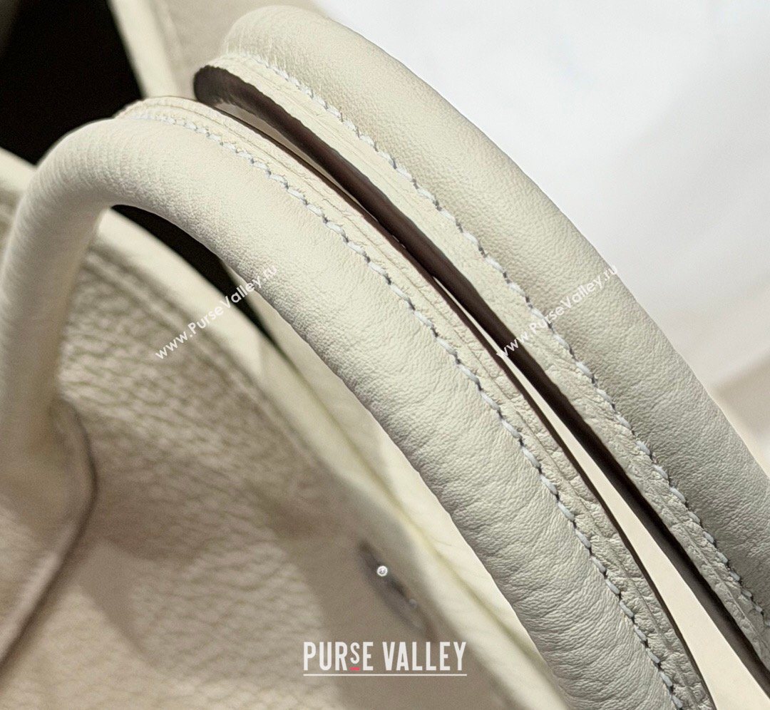 Hermes Garden Party Bag 30cm in Grained Leather Cream White 2026 (Half Handmade) (FL-260131002)
