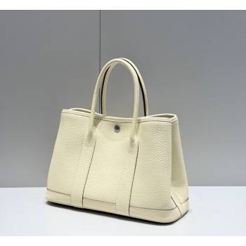 Hermes Garden Party Bag 30cm in Grained Leather Cream White 2026 (Half Handmade) (FL-260131002)
