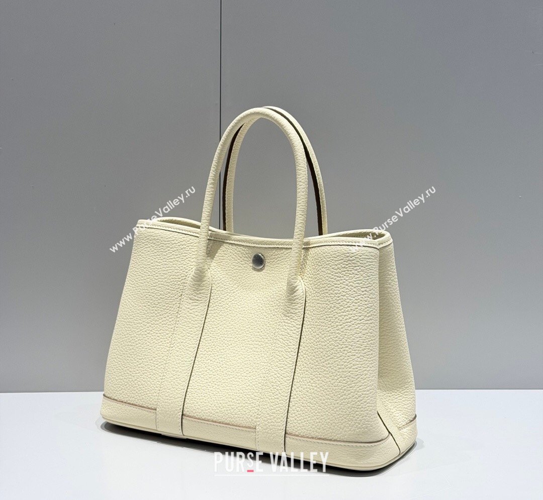 Hermes Garden Party Bag 30cm in Grained Leather Cream White 2026 (Half Handmade) (FL-260131002)