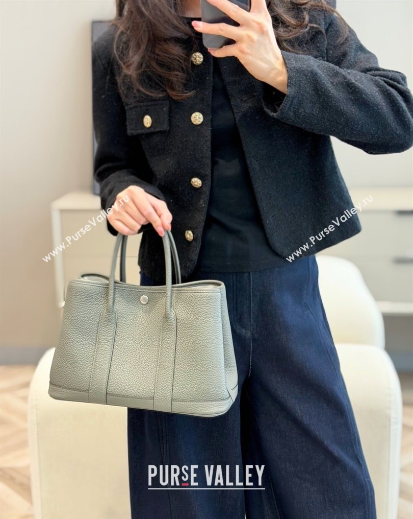 Hermes Garden Party Bag 30cm in Grained Leather Cloud Grey 2026 (Half Handmade) (FL-260131003)