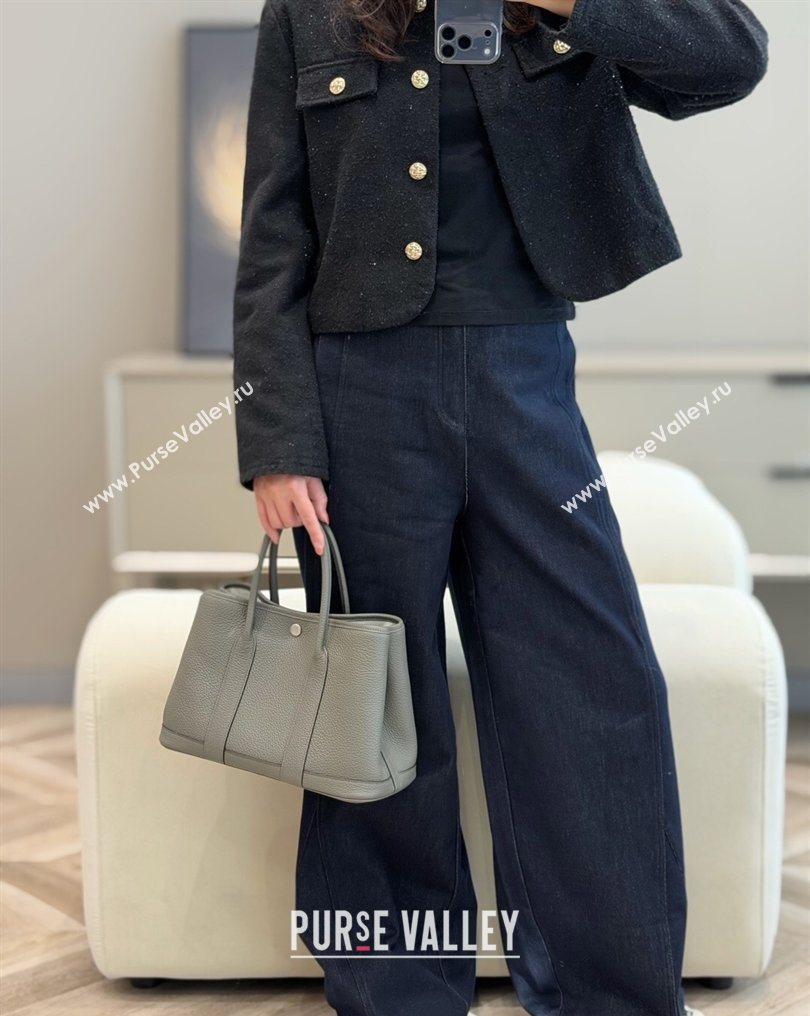 Hermes Garden Party Bag 30cm in Grained Leather Cloud Grey 2026 (Half Handmade) (FL-260131003)