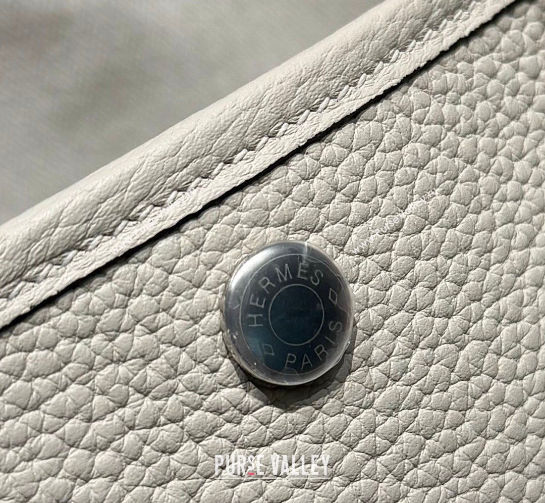 Hermes Garden Party Bag 30cm in Grained Leather Glacier White 2026 (Half Handmade) (FL-260131004)
