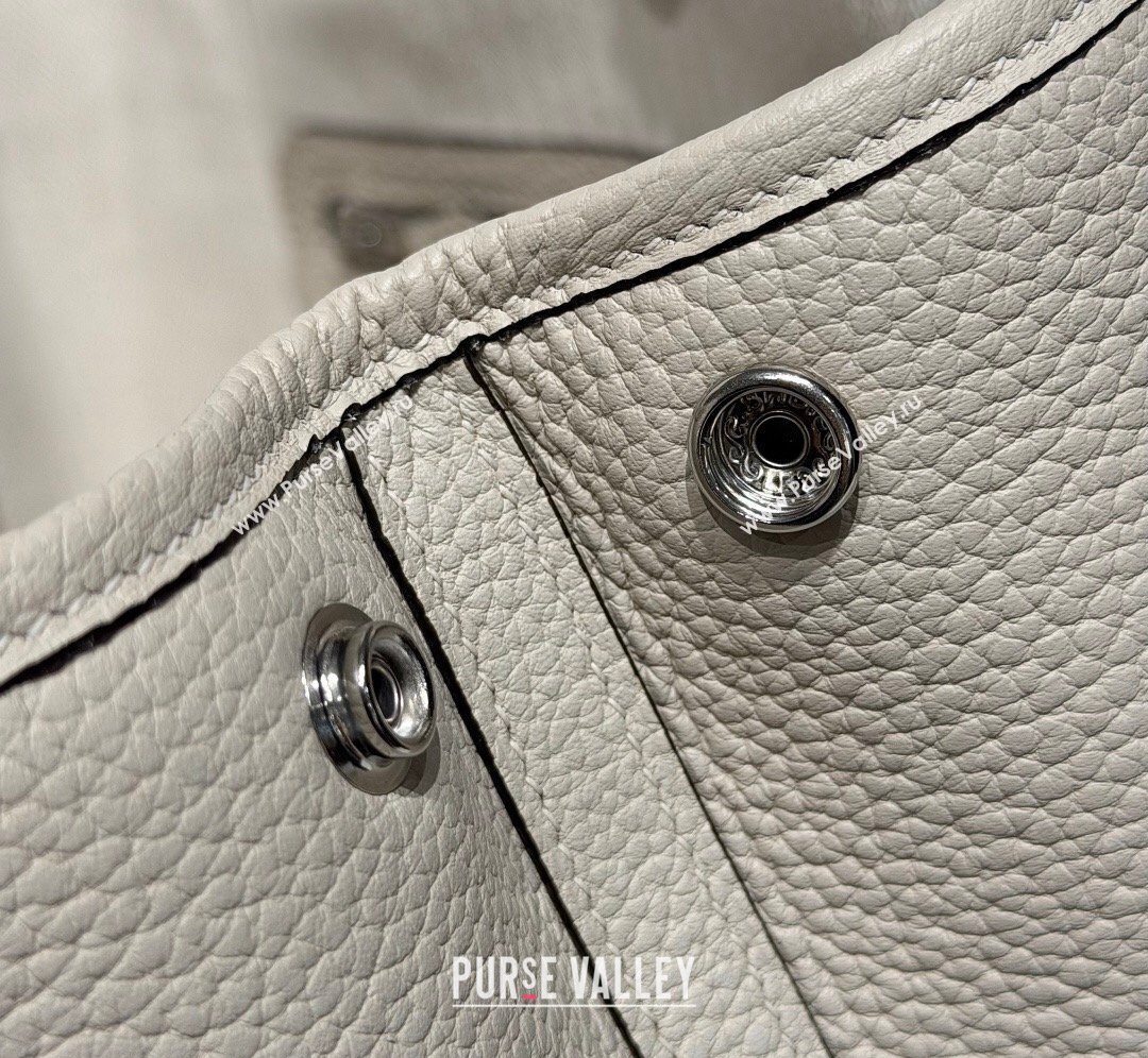 Hermes Garden Party Bag 30cm in Grained Leather Glacier White 2026 (Half Handmade) (FL-260131004)