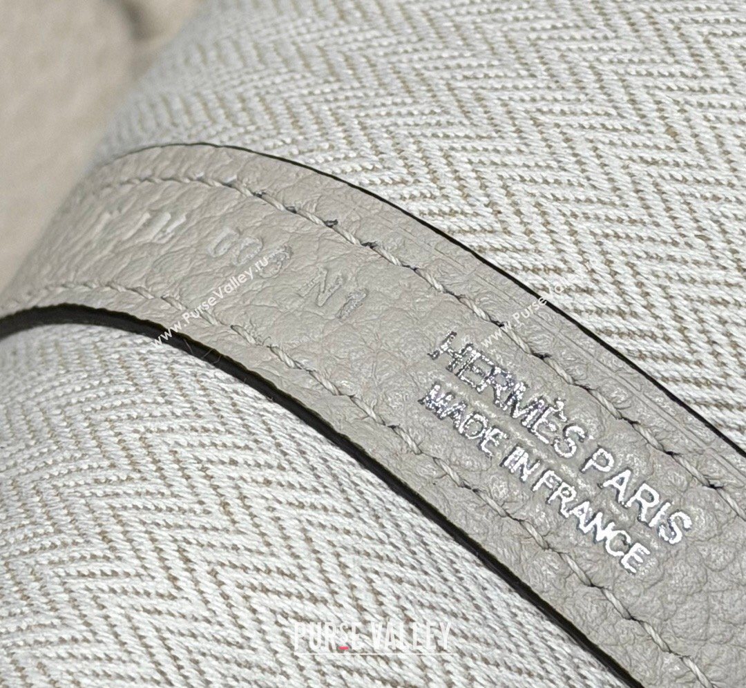 Hermes Garden Party Bag 30cm in Grained Leather Glacier White 2026 (Half Handmade) (FL-260131004)