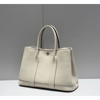 Hermes Garden Party Bag 30cm in Grained Leather Glacier White 2026 (Half Handmade) (FL-260131004)