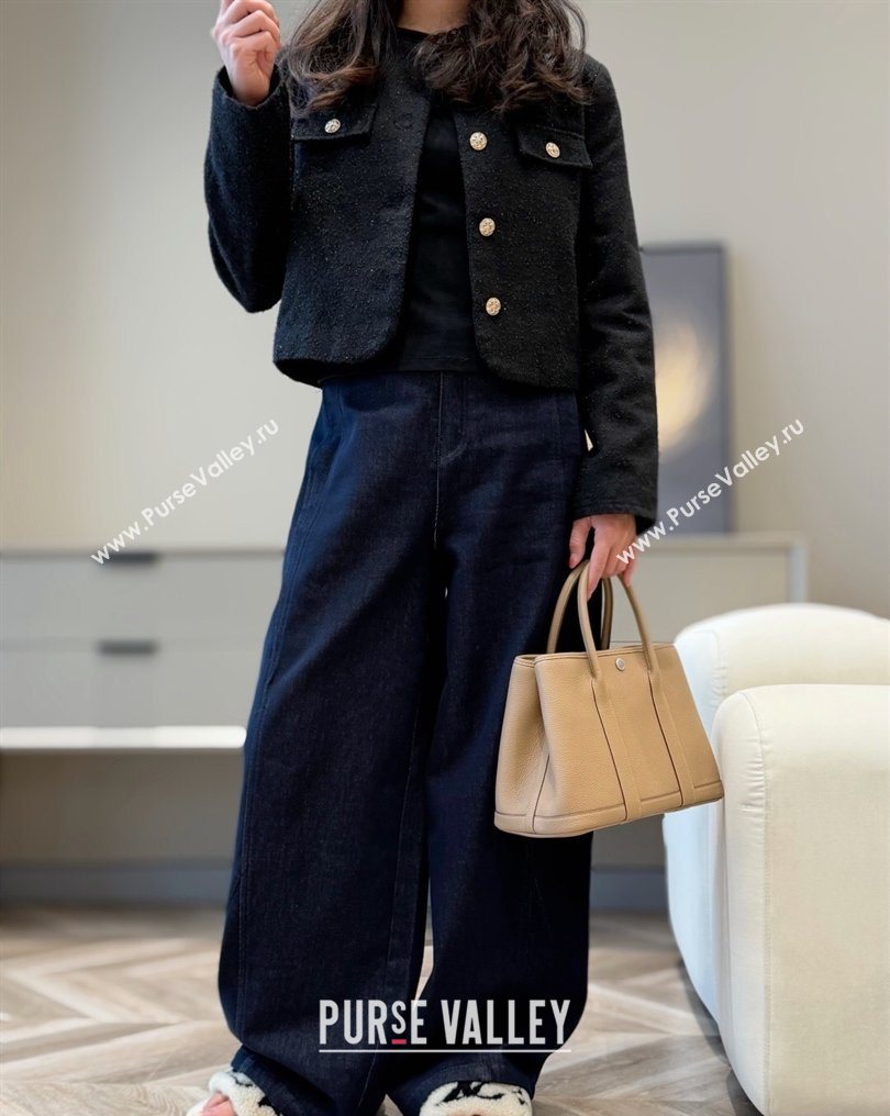 Hermes Garden Party Bag 30cm in Grained Leather Coat Beige 2026 (Half Handmade) (FL-260131005)