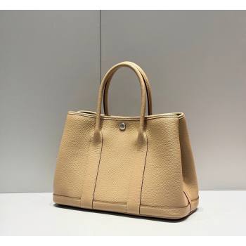 Hermes Garden Party Bag 30cm in Grained Leather Coat Beige 2026 (Half Handmade) (FL-260131005)