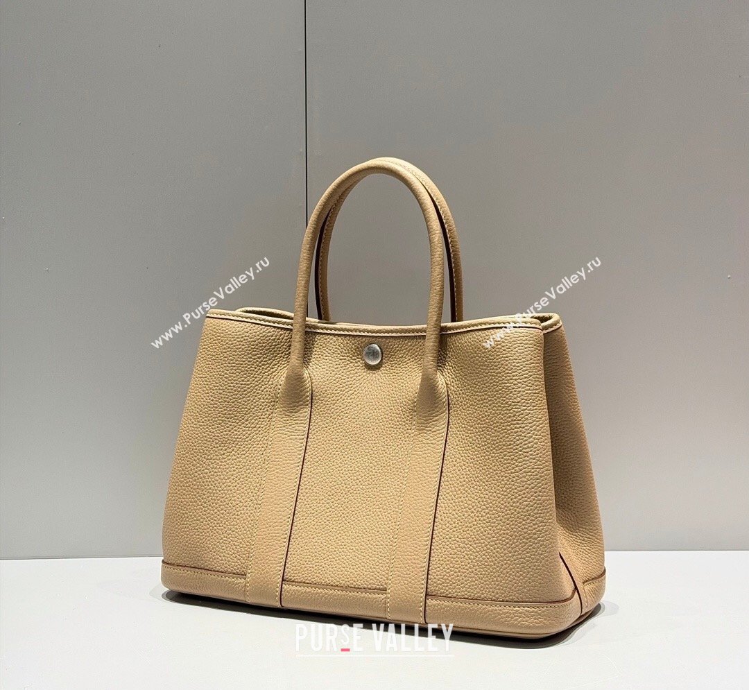 Hermes Garden Party Bag 30cm in Grained Leather Coat Beige 2026 (Half Handmade) (FL-260131005)